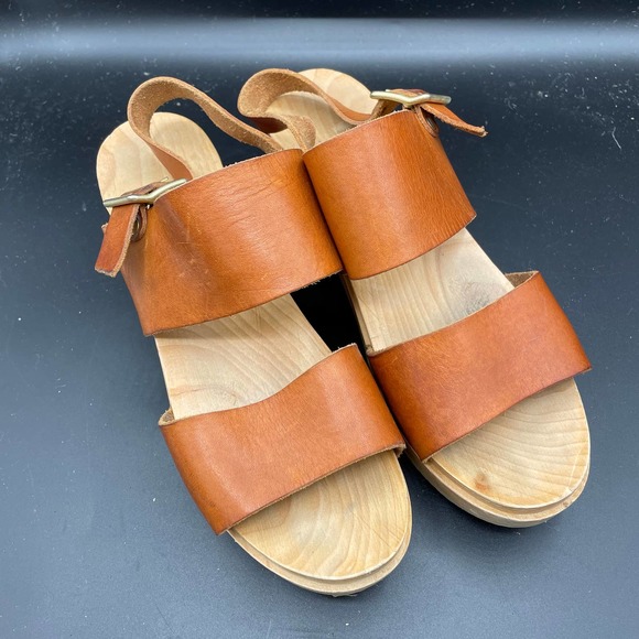 Zuzii Shoes - Zuzii Solid Wood Sole Leather Sling Back Sandal Size US 6.5 EU 37